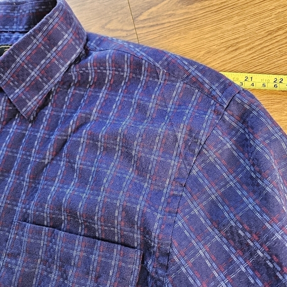 F/X Fusion men's long sleeve button front blue & red plaid shirt size XL - Picture 3 of 9